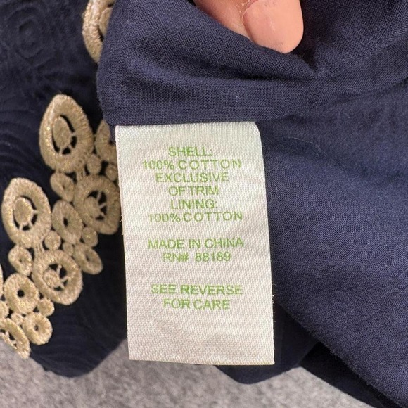 Lilly Pulitzer Women's 4 Adelson Shift Navy Blue Gold Jacquard Shift Dress - Picture 7 of 7